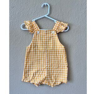 Vintage handmade orange gingham baby romper